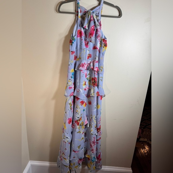 Rachelle Roy floral maxi, ruffles great movement semi sheer at waist size 0 - Picture 5 of 11